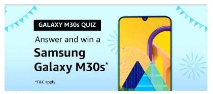 Amazon Galaxy M30s Quiz Answer – Win Samsung .